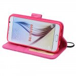 Wholesale Samsung Galaxy S6 Quilted Flip Leather Wallet Case with Strap (Hot Pink)